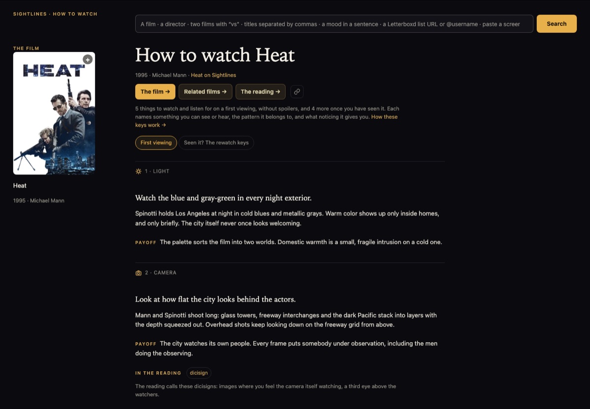 How to watch Heat: first-viewing keys