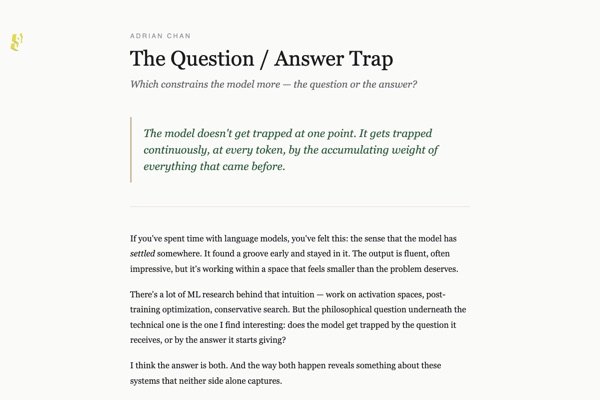 The opening of The Question / Answer Trap